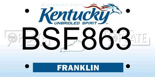 BSF863 Kentucky License Plate