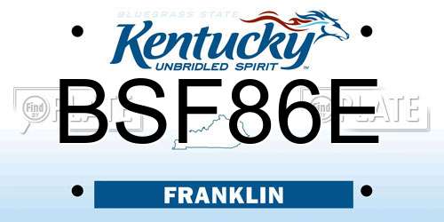BSF86E Kentucky License Plate