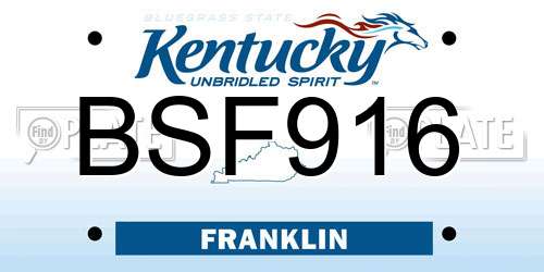 BSF916 Kentucky License Plate