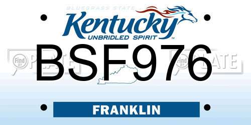 BSF976 Kentucky License Plate