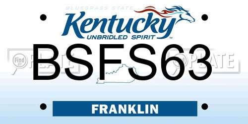 BSFS63 Kentucky License Plate