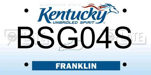 BSG04S Kentucky License Plate