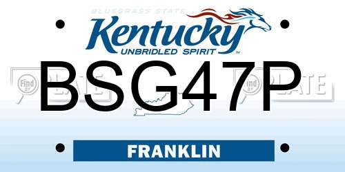 BSG47P Kentucky License Plate
