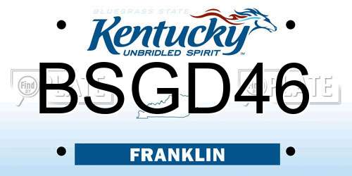BSGD46 Kentucky License Plate