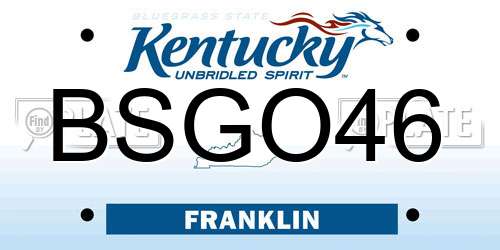 BSGO46 Kentucky License Plate