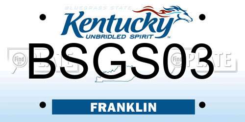 BSGS03 Kentucky License Plate