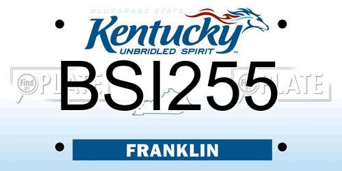 BSI255 Kentucky License Plate