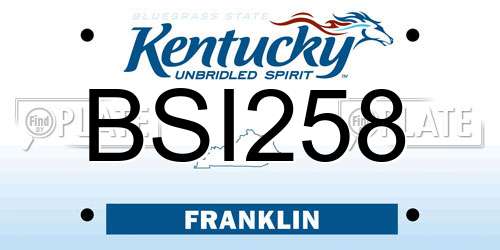 BSI258 Kentucky License Plate