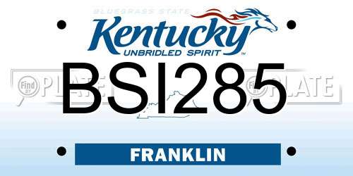 BSI285 Kentucky License Plate