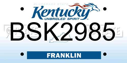 BSK2985 Kentucky License Plate