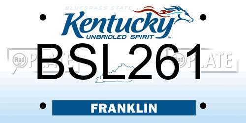 BSL261 Kentucky License Plate