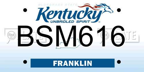 BSM616 Kentucky License Plate