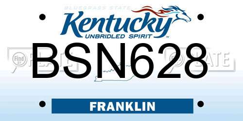 BSN628 Kentucky License Plate