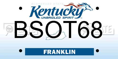 BSOT68 Kentucky License Plate