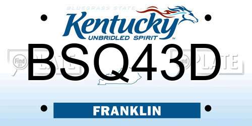 BSQ43D Kentucky License Plate
