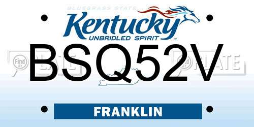 BSQ52V Kentucky License Plate