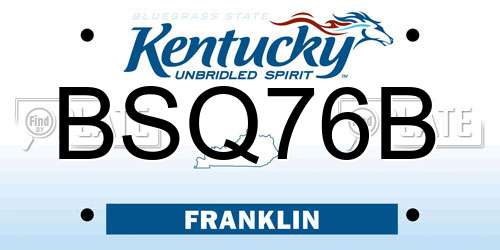 BSQ76B Kentucky License Plate