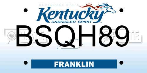 BSQH89 Kentucky License Plate