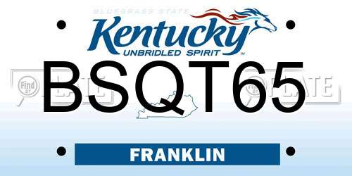 BSQT65 Kentucky License Plate
