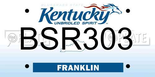 BSR303 Kentucky License Plate