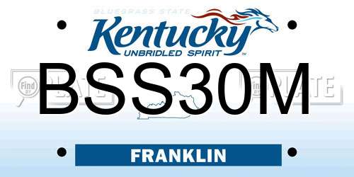 BSS30M Kentucky License Plate