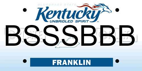 BSSSBBB Kentucky License Plate