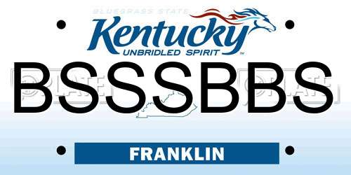 BSSSBBS Kentucky License Plate