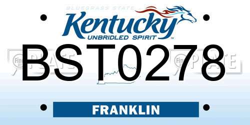 BST0278 Kentucky License Plate