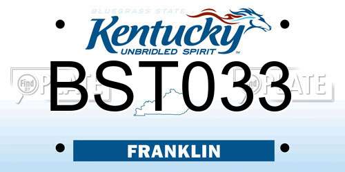 BST033 Kentucky License Plate