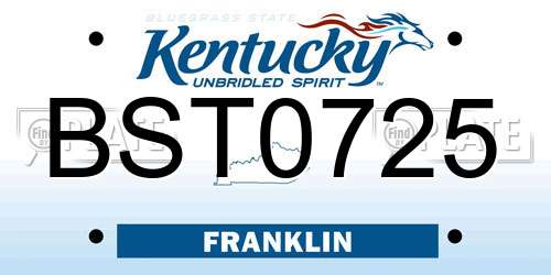 BST0725 Kentucky License Plate