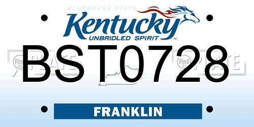 BST0728 Kentucky License Plate