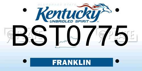 BST0775 Kentucky License Plate