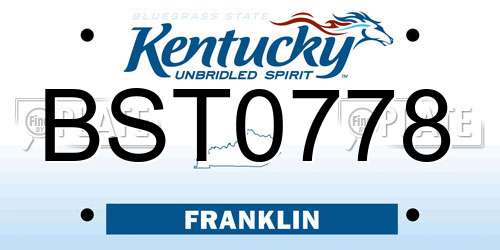 BST0778 Kentucky License Plate