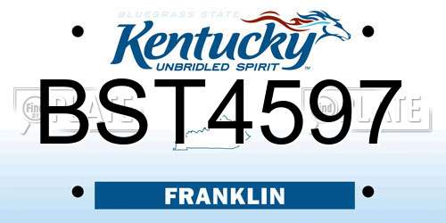 BST4597 Kentucky License Plate