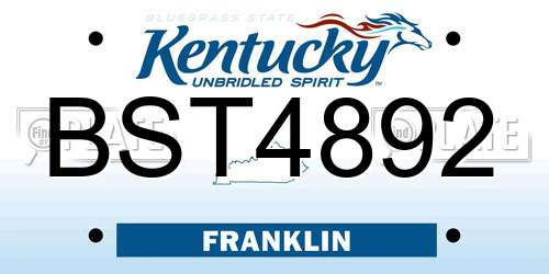 BST4892 Kentucky License Plate