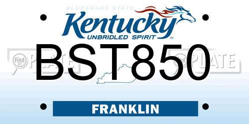 BST850 Kentucky License Plate
