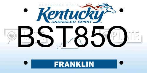 BST85O Kentucky License Plate