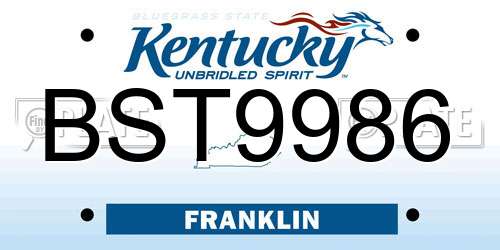 BST9986 Kentucky License Plate