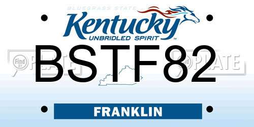 BSTF82 Kentucky License Plate