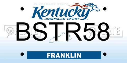 BSTR58 Kentucky License Plate