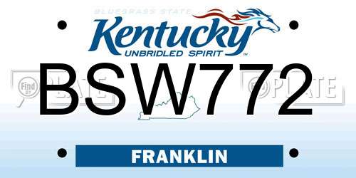 BSW772 Kentucky License Plate
