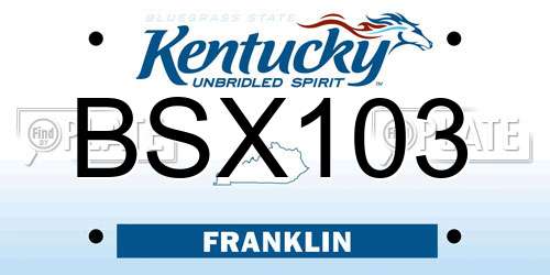 BSX103 Kentucky License Plate
