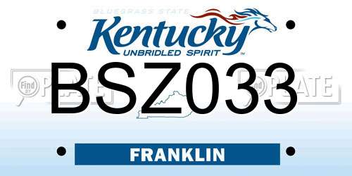 BSZ033 Kentucky License Plate