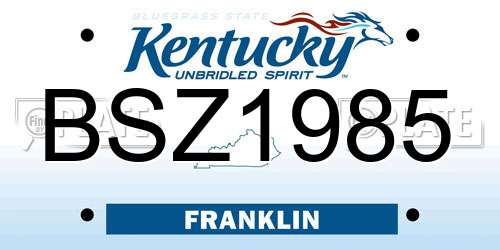 BSZ1985 Kentucky License Plate