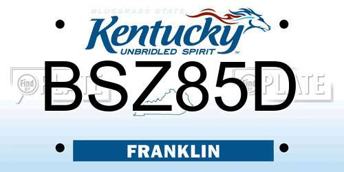 BSZ85D Kentucky License Plate