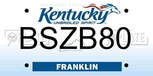 BSZB80 Kentucky License Plate