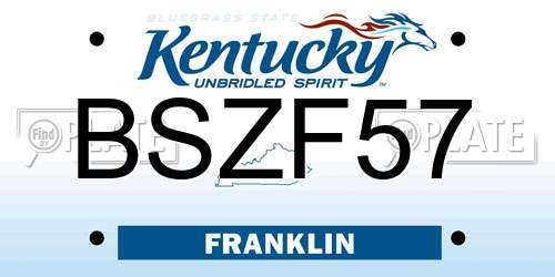 BSZF57 Kentucky License Plate