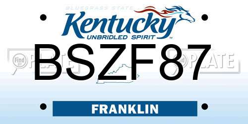 BSZF87 Kentucky License Plate