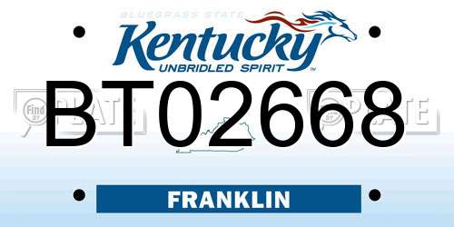 BT02668 Kentucky License Plate