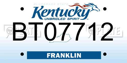 BT07712 Kentucky License Plate